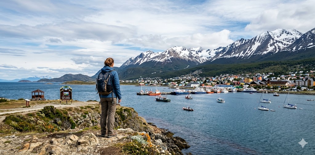 The famous 'End of the World' sign welcoming visitors to Ushuaia.